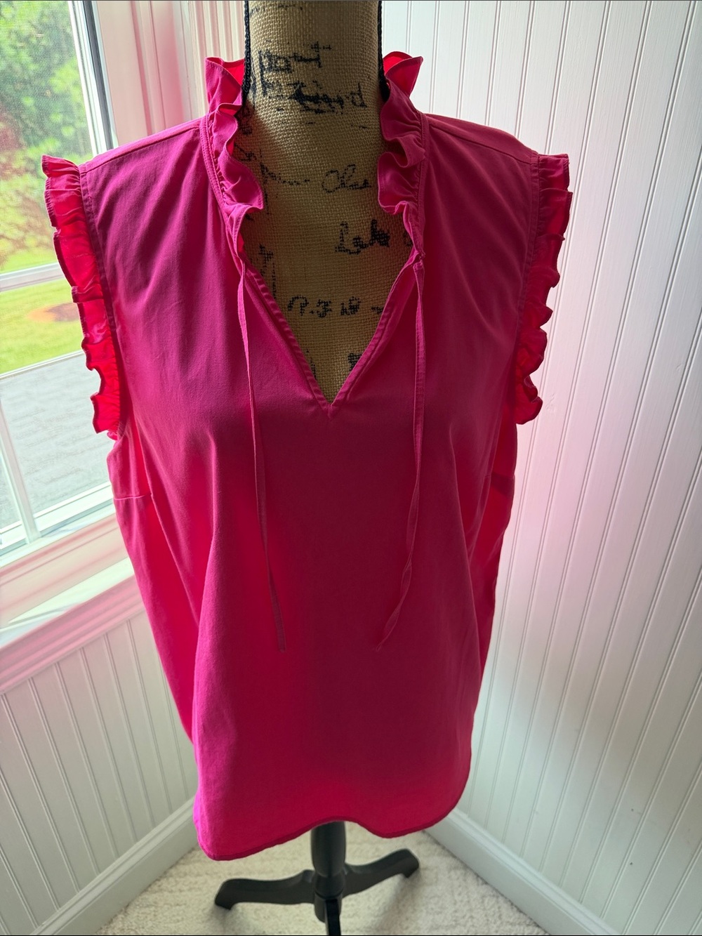 Charter Club Sleeveless Ruffle V-Neck Top